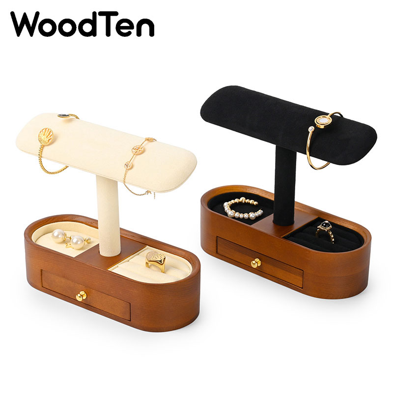 Watches Jewelry Holder - حامل عرض ساعات خشبي مع درج،