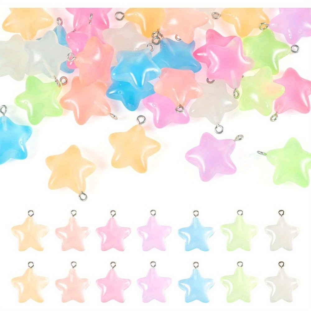 Moon Star Earrings - 6/24/40 قطعة مختلط اللون مضيئة الراتنج