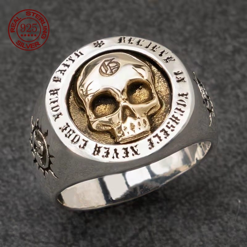 Gothic Skull Ring - S925 فضة أزياء الرجال والنساء الجمجمة