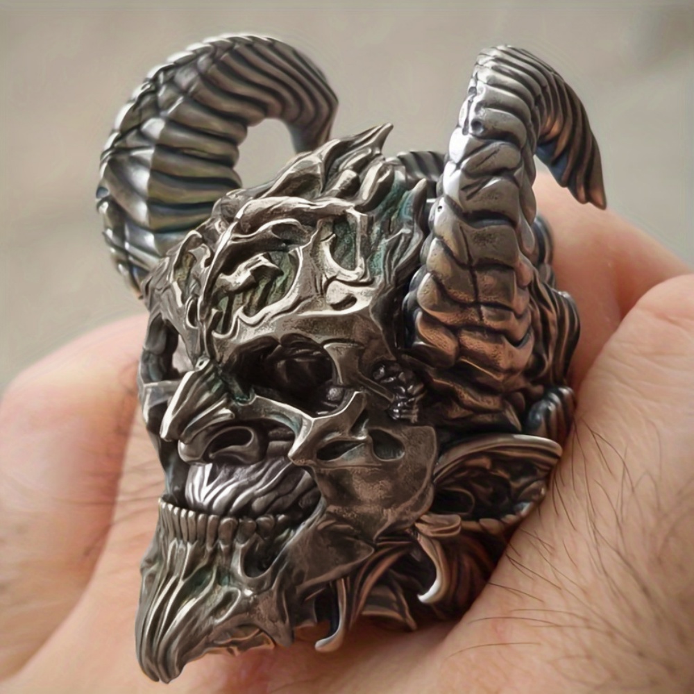 Gothic Skull Ring - خمر الشرير الفولاذ المقاوم للصدأ الجمجمة