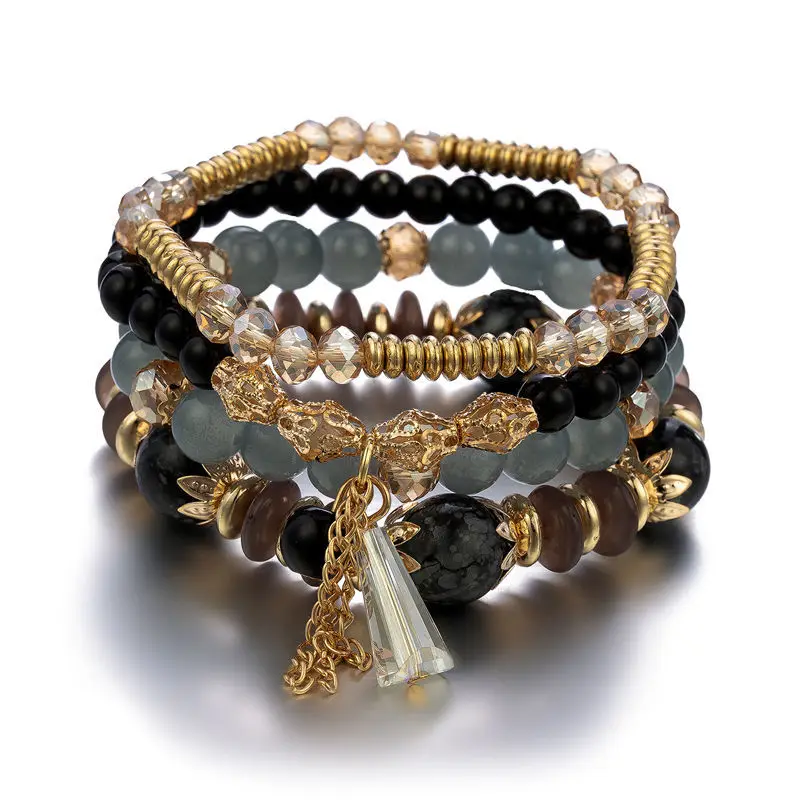 Charm Bracelet Beads - مجموعة من 4 قطع أساور جديدة