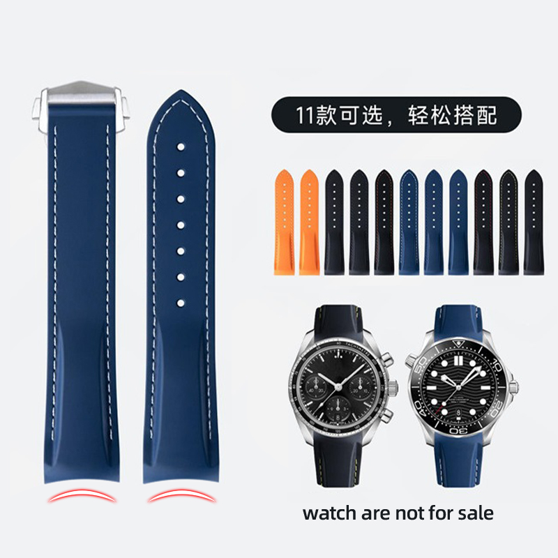 Omega Watch Speedmaster - منحني نهاية المطاط حزام ساعة سيليكون