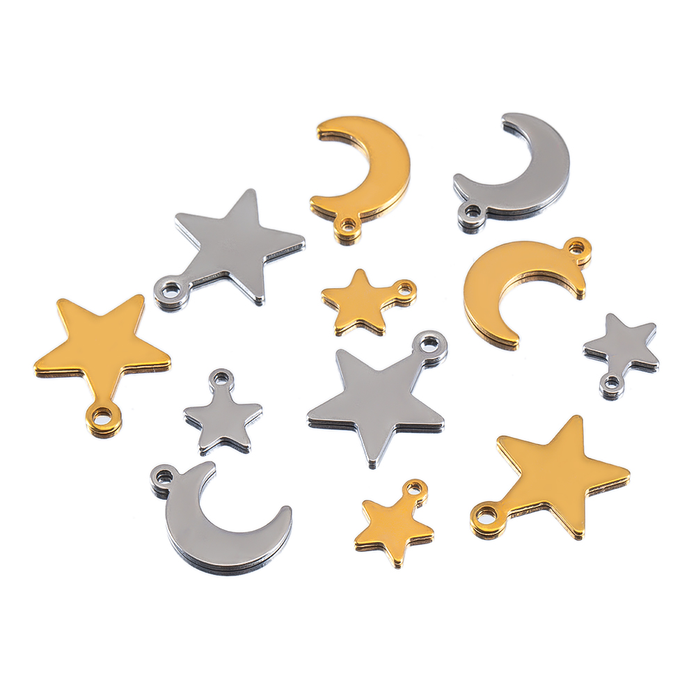 Moon Star Earrings - 20 قطعة من الفولاذ المقاوم للصدأ