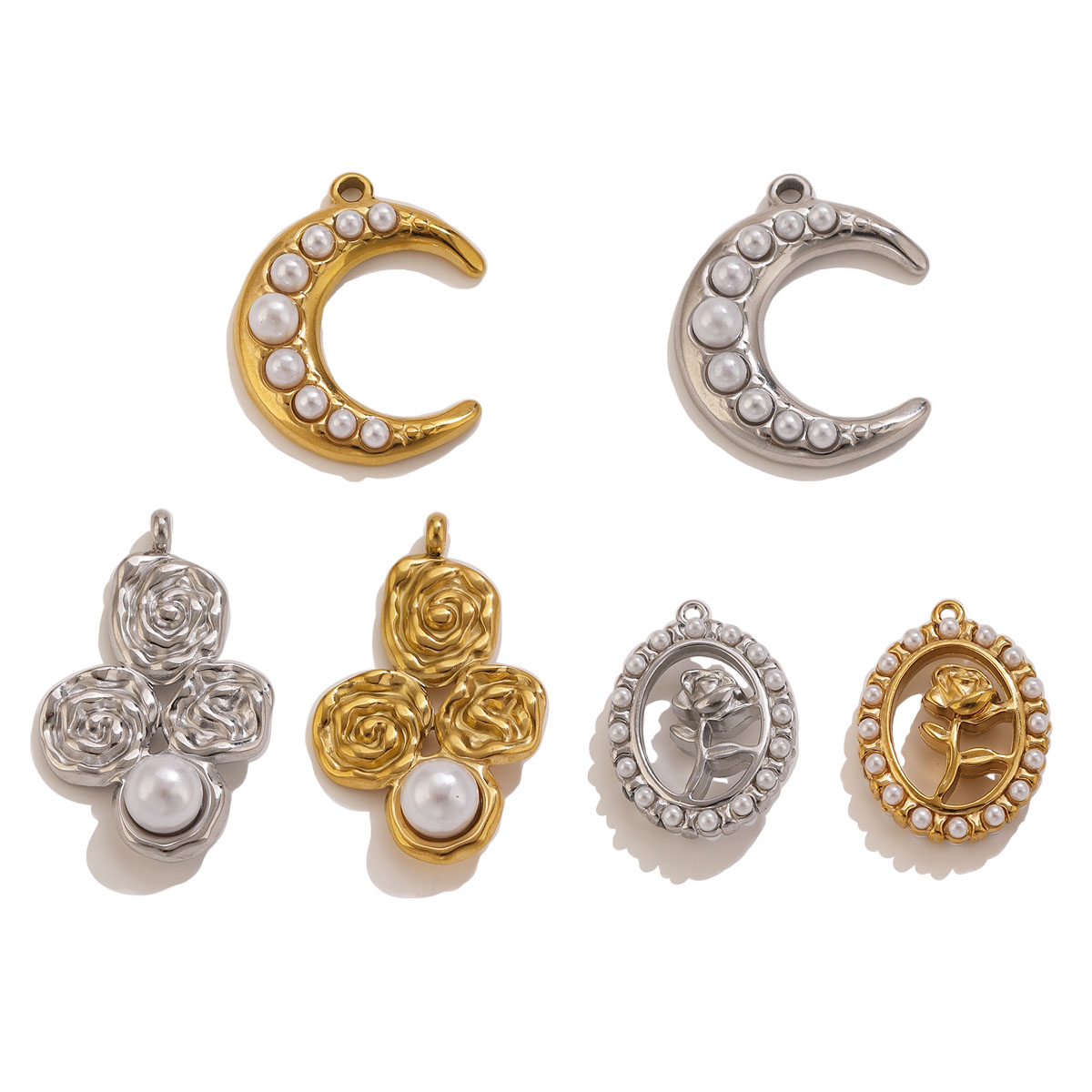 Moon Star Earrings - 5 قطع من الفولاذ المقاوم للصدأ