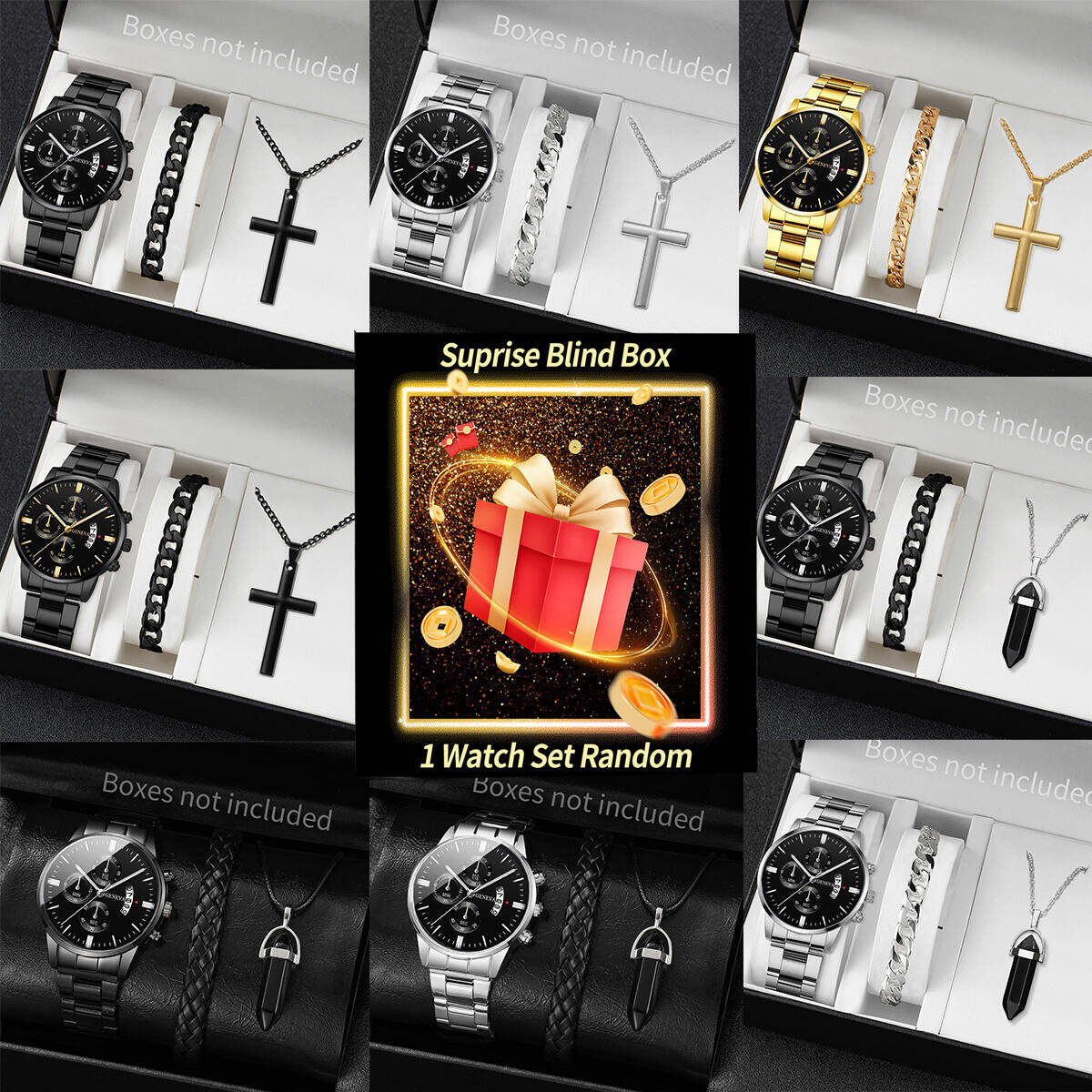 Jewelry And Watches - مفاجأة سر ساعة صندوق أعمى-3 قطعة/المجموعة