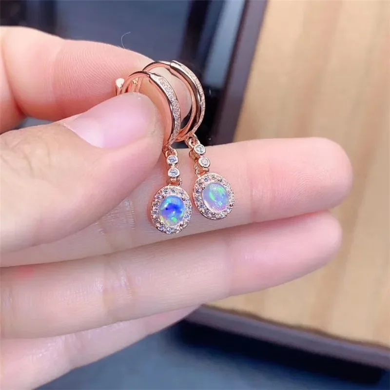 Opal Earrings Dangle - أقراط أوبال طبيعية جديدة 925 فضة