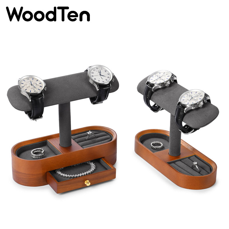 حامل عرض ساعات خشبي مع درج، من - مراجعة Watches Jewelry Holder وسعره