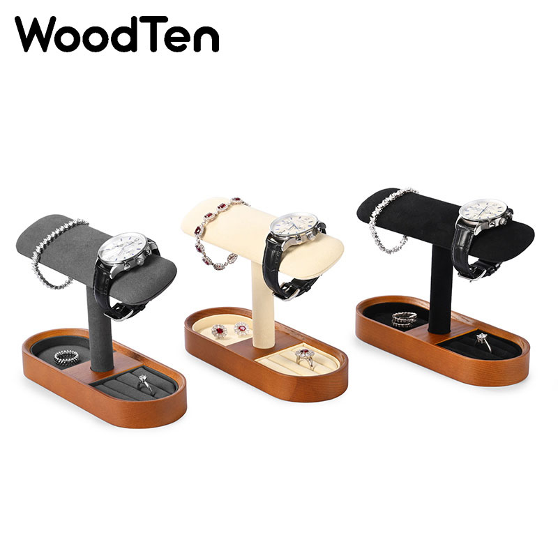 حامل عرض ساعات خشبي مع درج، من - مراجعة Watches Jewelry Holder وسعره