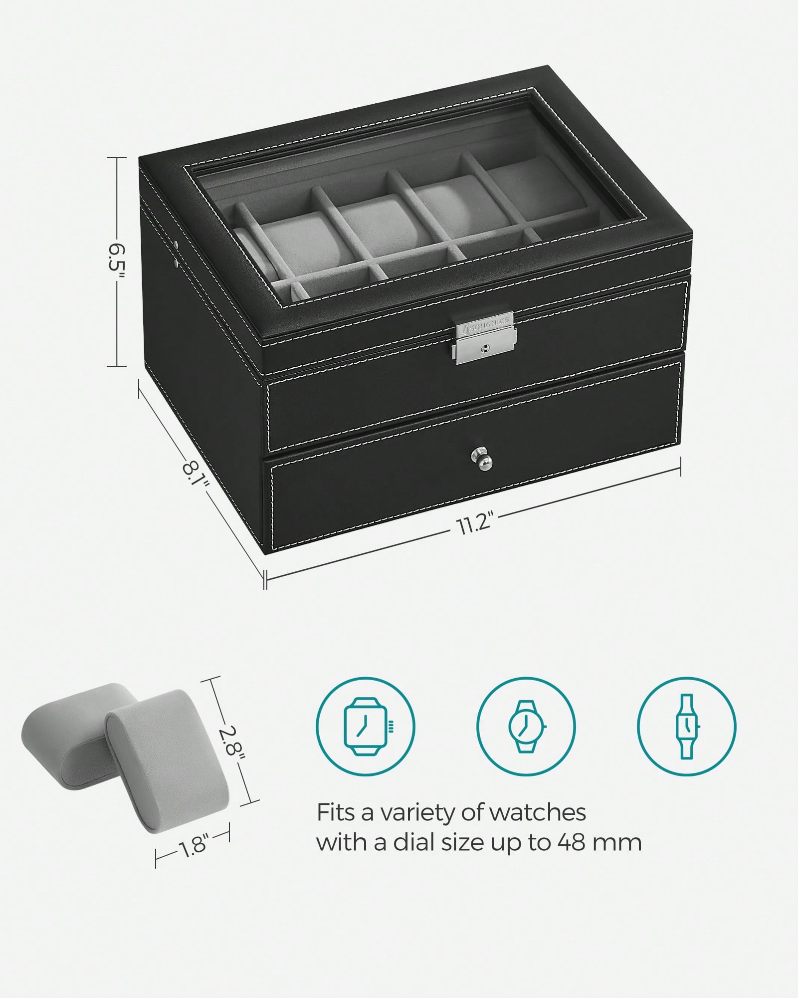 صندوق ساعات بـ 20 فتحة مع غطاء - مراجعة Watches Jewelry Holder وسعره