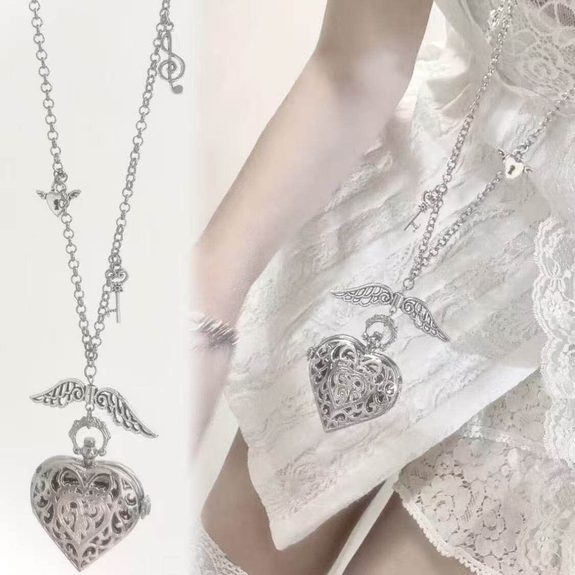 Y2K الجوف القلب ساعة الجيب سلس - مراجعة Vintage Jewelry Watches Women وسعره