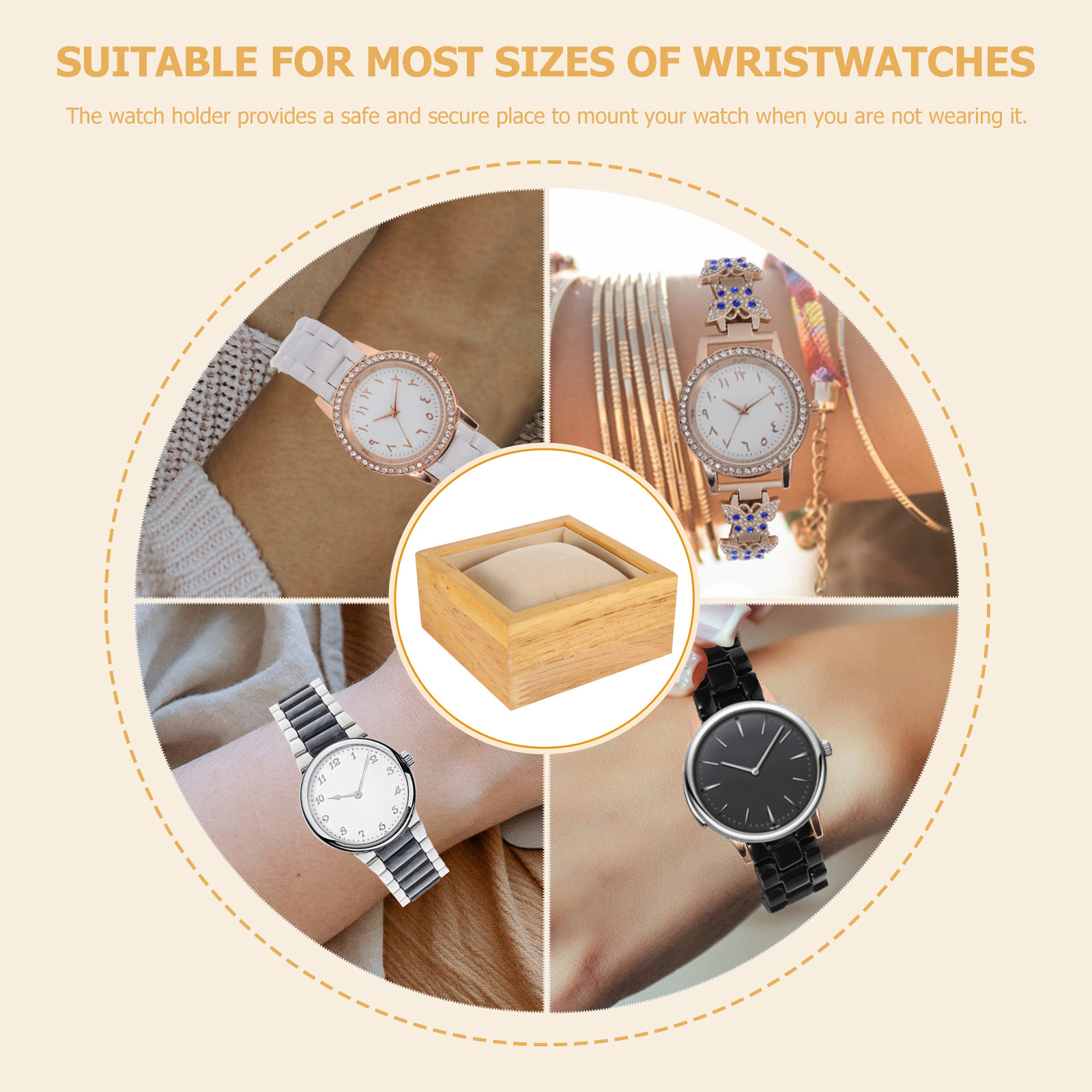 حامل عرض ساعة واحدة خشبي فاخر، - مراجعة Watches Jewelry Holder وسعره