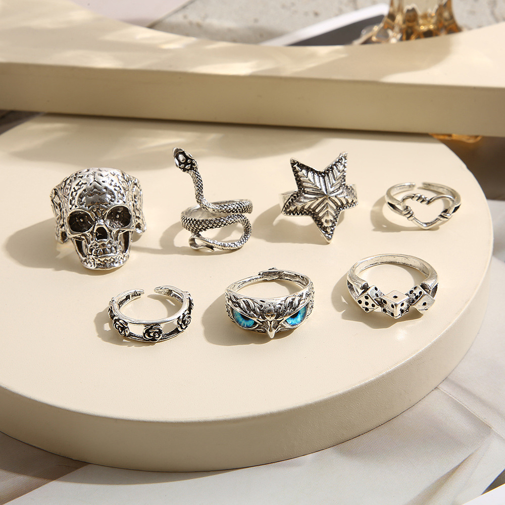 Hiphop خمر فضي اللون الجمجمة خ - مراجعة Gothic Skull Ring وسعره