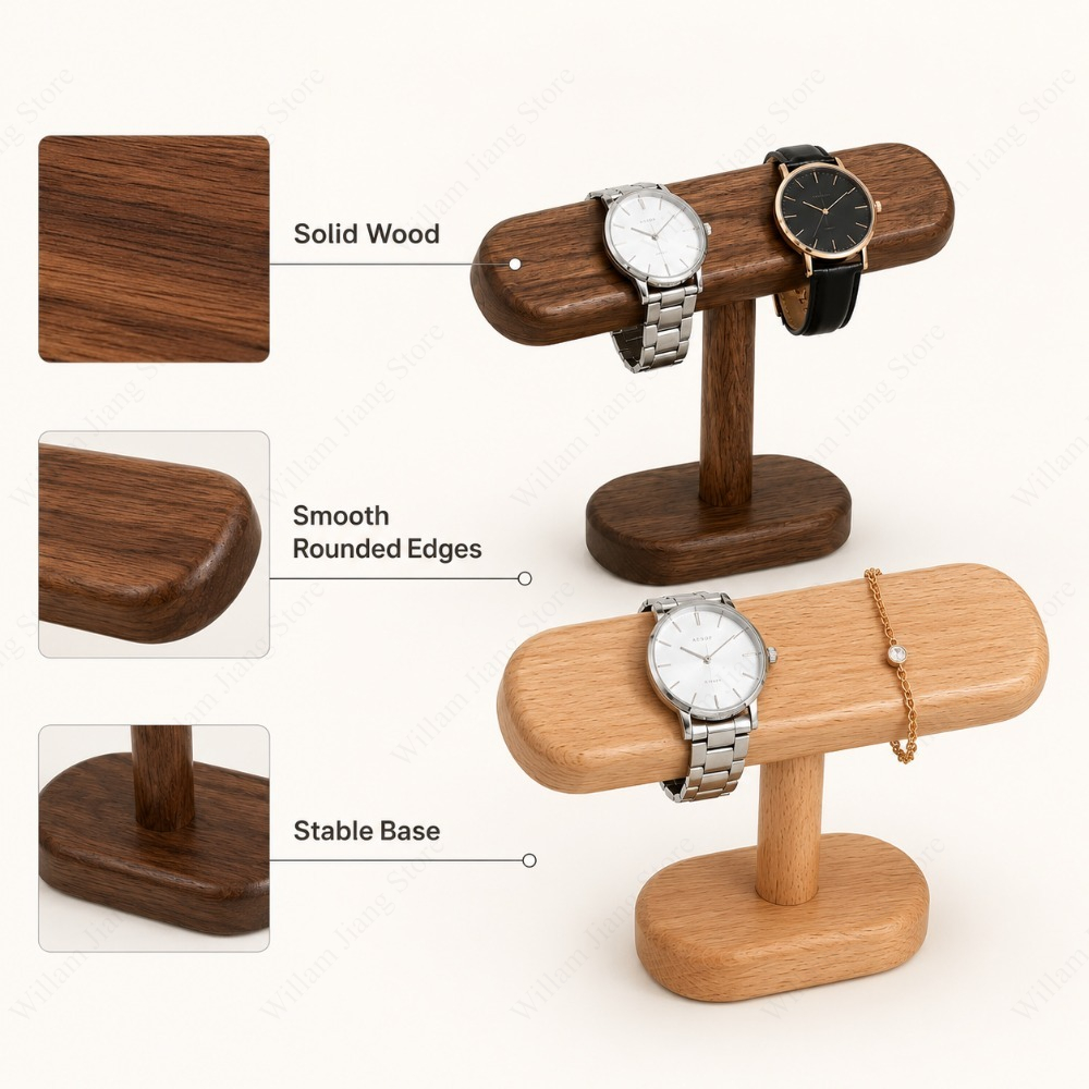 حامل عرض ساعات خشبي من خشب الز - مراجعة Watches Jewelry Holder وسعره