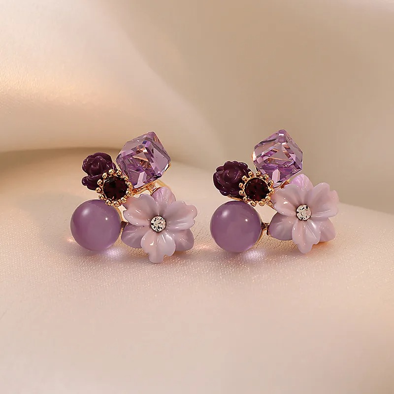 الأرجواني الزركون كريستال زهرة - مراجعة Opal Earrings Dangle وسعره