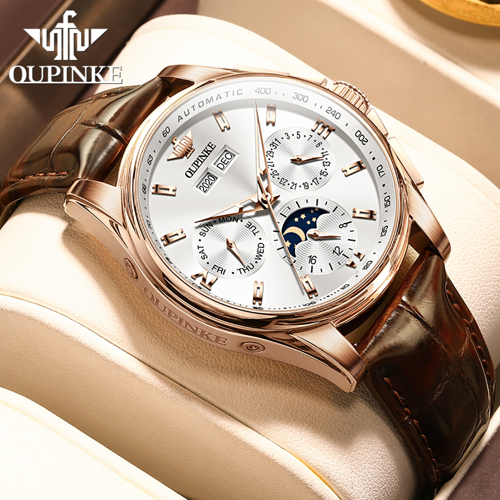 ساعات OUPINKE للرجال كاجوال بح - مراجعة Mens Mechanical Watch وسعره