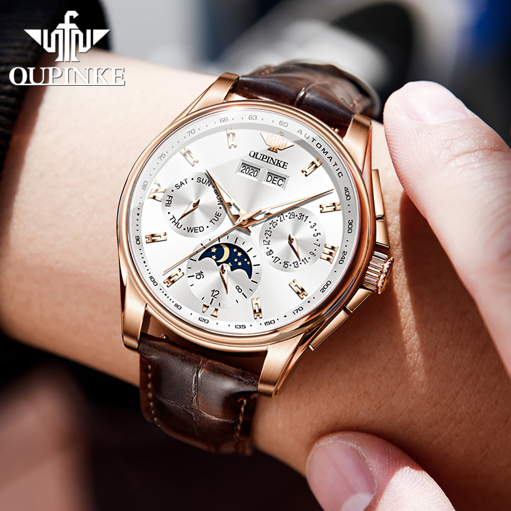 ساعات OUPINKE للرجال كاجوال بح - مراجعة Mens Mechanical Watch وسعره