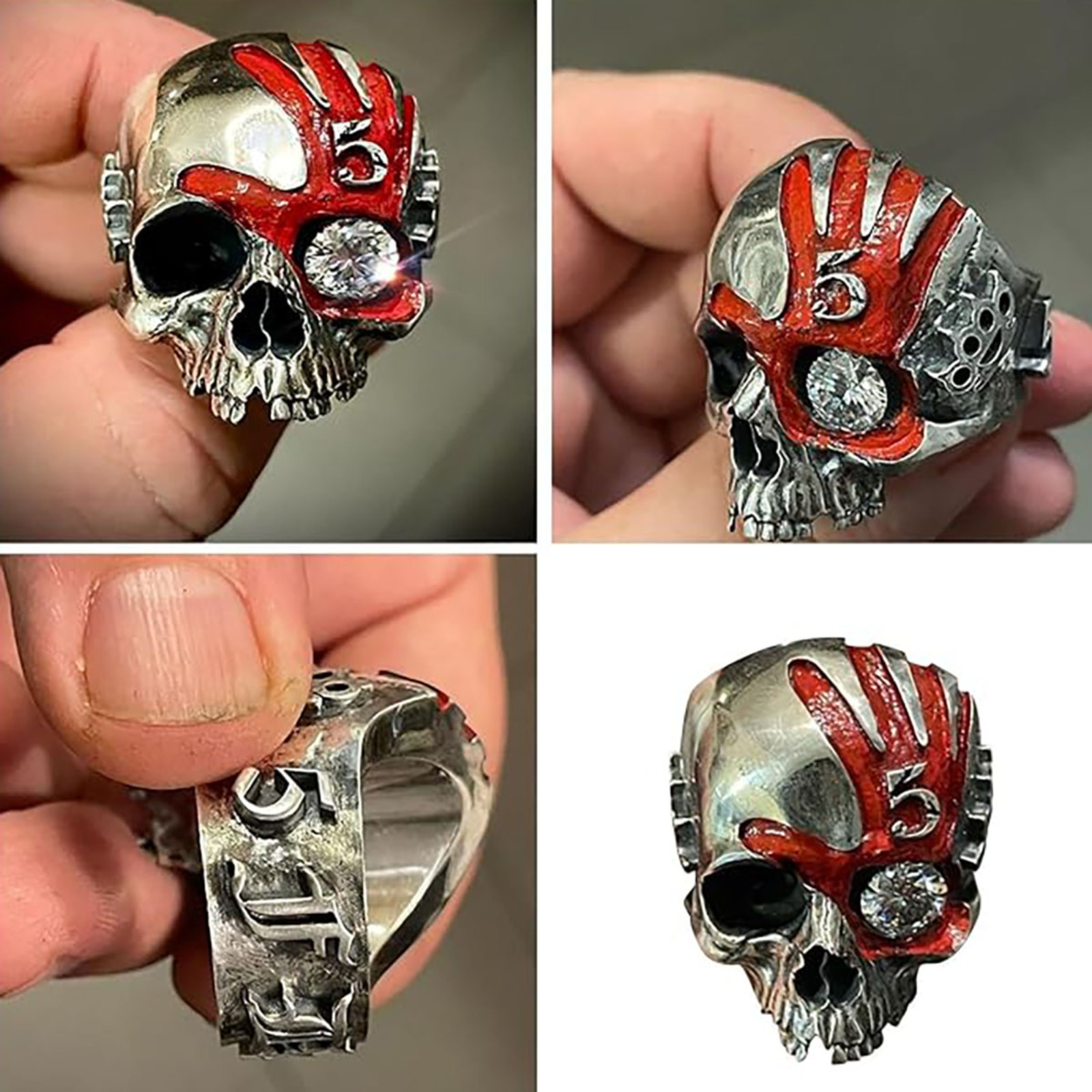 خاتم جمجمة بخمسة أصابع، خاتم ا - مراجعة Gothic Skull Ring وسعره