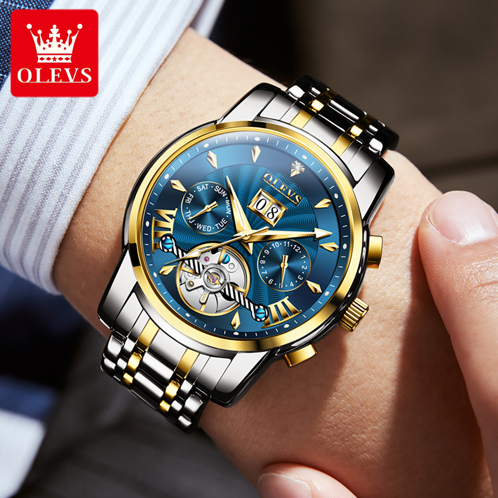 ساعات رجالية OLEVS فاخرة عصرية - مراجعة Mens Mechanical Watch وسعره